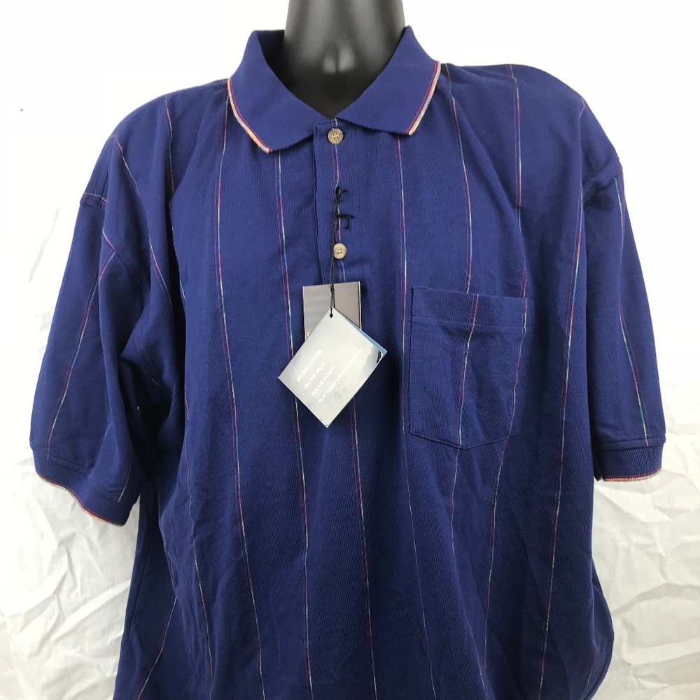 Cotton Traders Sport NWT XL Blue Rainbow Stripe GB